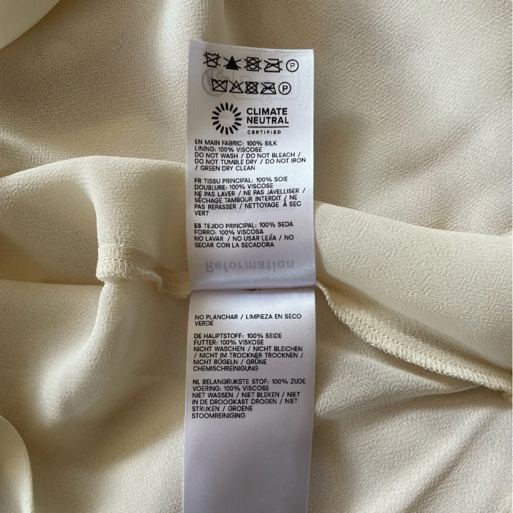 NEW Reformation Anaiis Long Silk Dress Cameo Rose Pink Cream Floral | size 0 - Picture 9 of 13